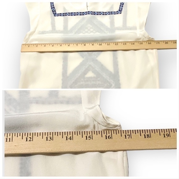 NWT‎ Veronica Beard White Silk Embroidered Baja Flutter Top, Size 0 - Picture 13 of 14